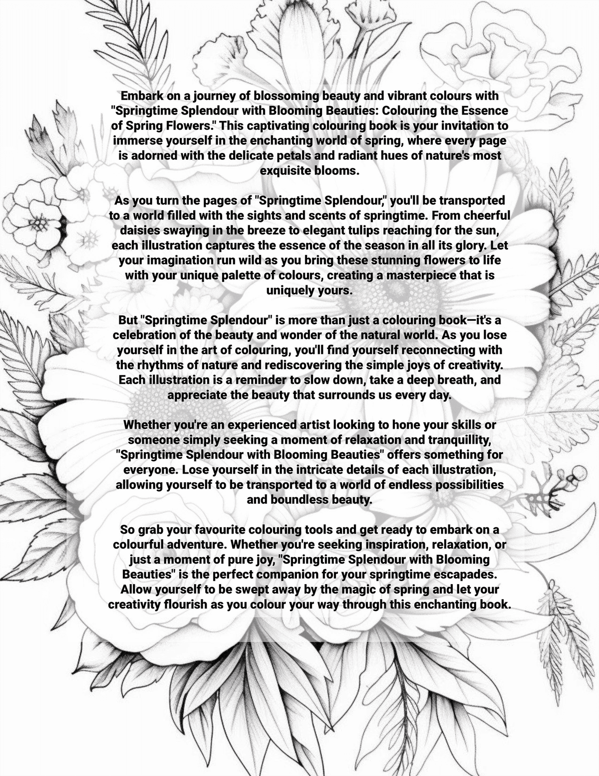 Floral design with text overlay on a white background