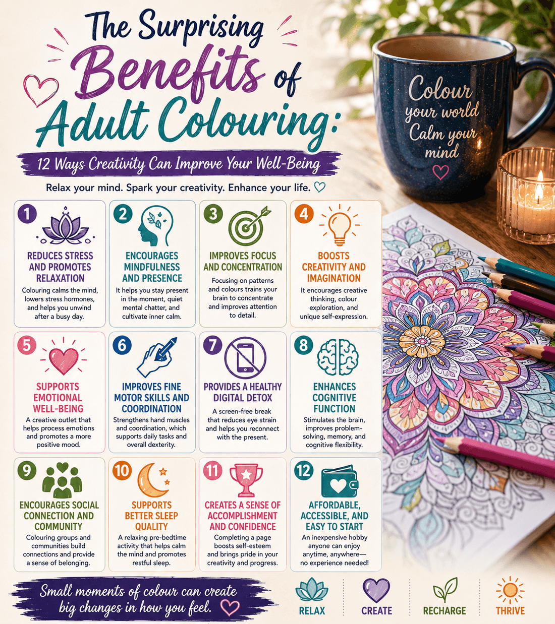 The Surprising Benefits of Adult Colouring: 12 Ways Creativity Can Improve Your Well-Being