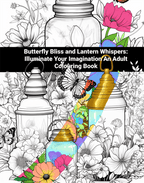 Coloring book with butterfly, lantern, and floral designs on a white background