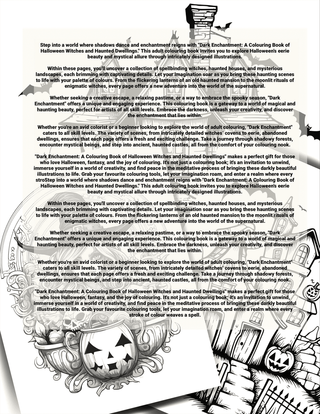 Dark Enchantment: A Colouring Book of Halloween Witches and Haunted Dwellings