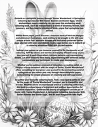 Coloring book page with Easter-themed illustrations and text.