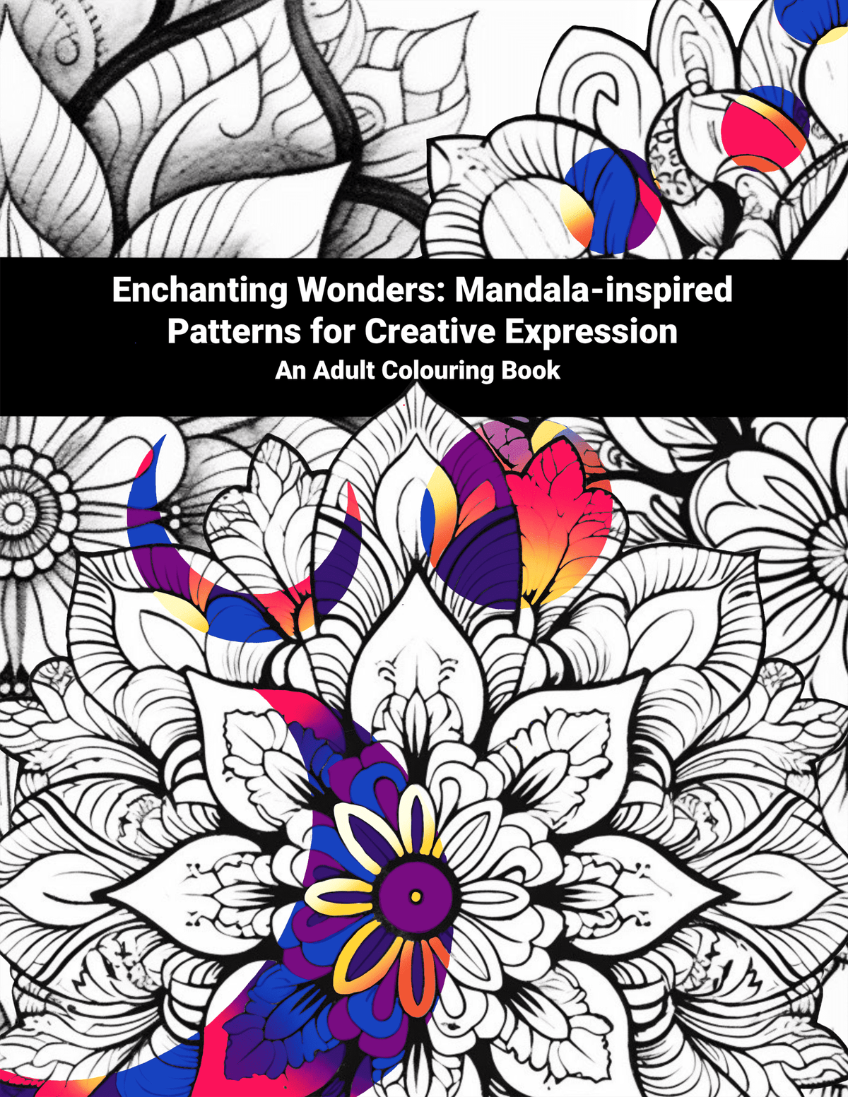Coloring book with mandala-inspired patterns for creative expression