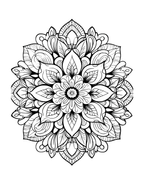 Black and white intricate floral mandala on a white background