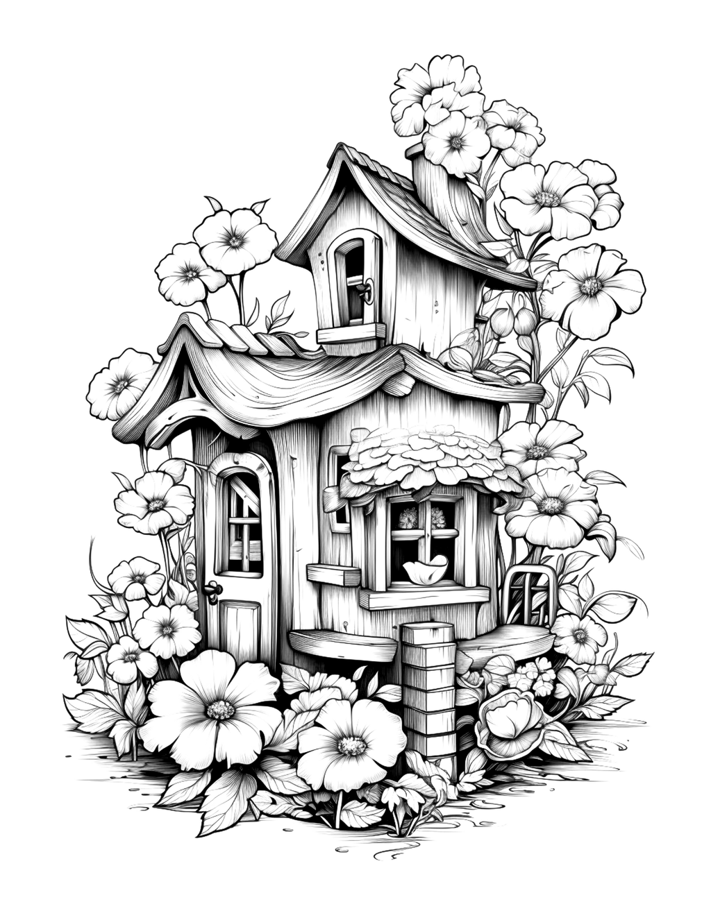 Floral Blooms and Hidden Havens: An Adult Colouring Book Adventure