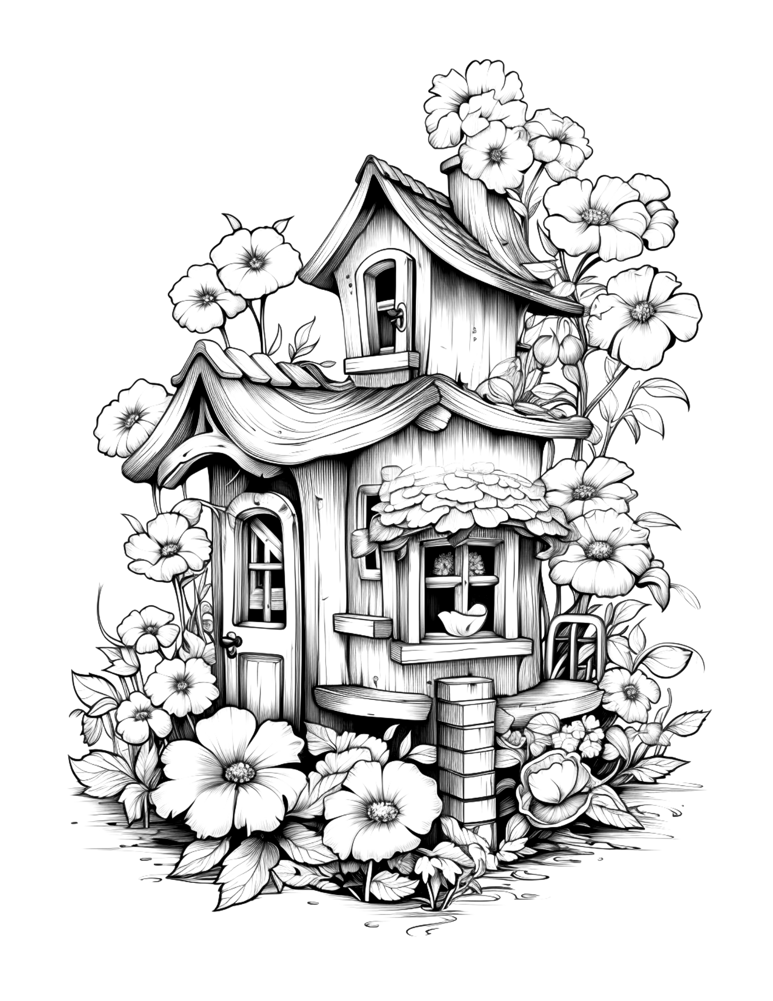 Floral Blooms and Hidden Havens: An Adult Colouring Book Adventure