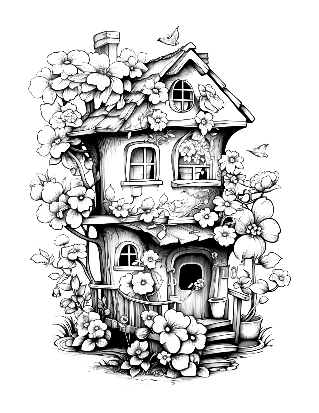 Floral Blooms and Hidden Havens: An Adult Colouring Book Adventure