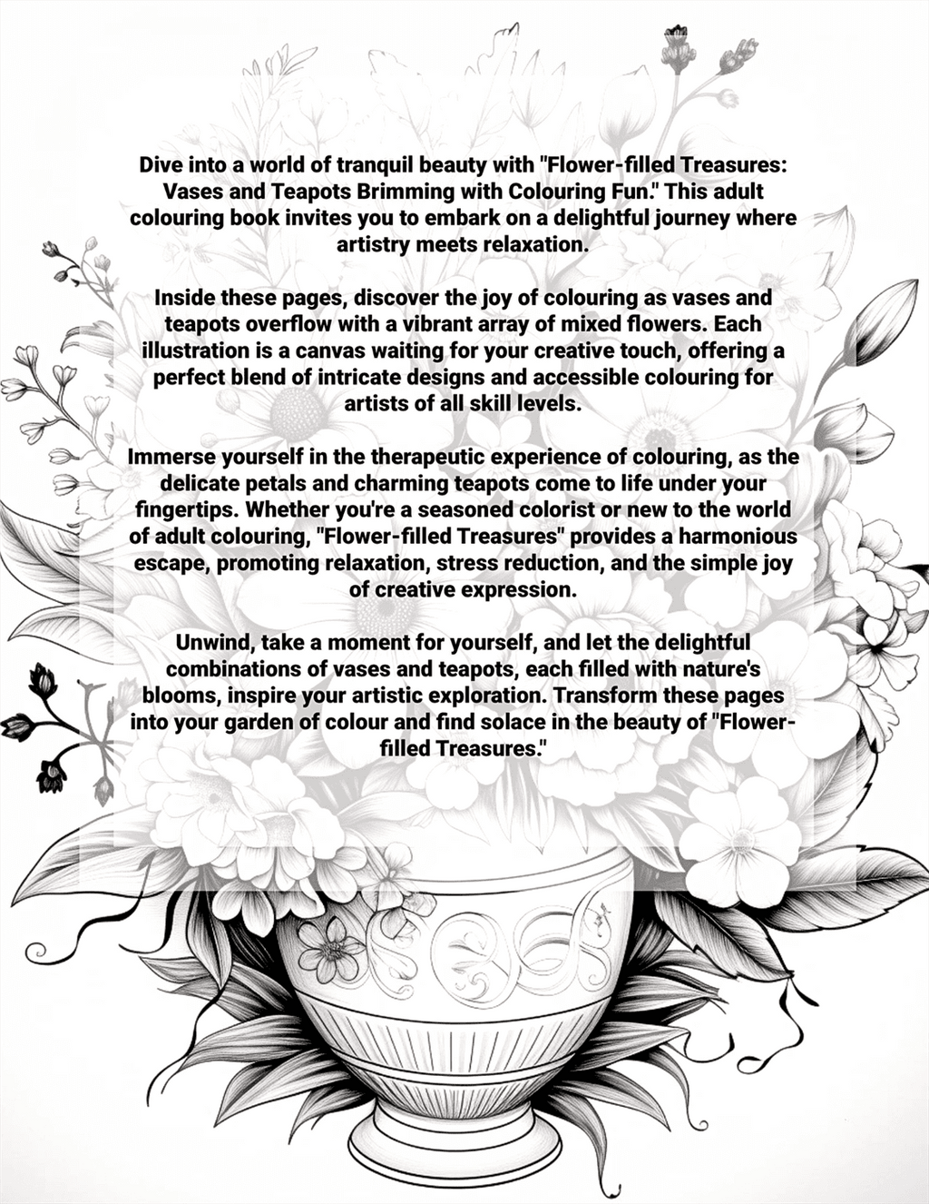 Flower-filled Treasures: Vases and Teapots Brimming with Colouring Fun