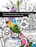 Colouring book with floral and teapot designs on a white background front cover