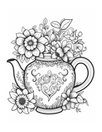 Decorative teapot with floral designs on a white background