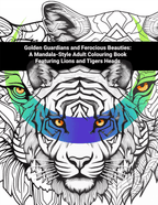 Mandala-style coloring book with a tiger head design on a white background