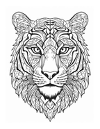Detailed black and white tiger illustration on a white background
