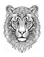 Detailed black and white tiger illustration on a white background
