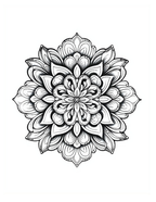 Black and white intricate floral mandala design on a white background