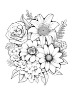 Black and white floral illustration on a white background