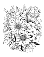 Black and white floral illustration on a white background