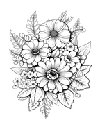 Black and white floral design on a white background