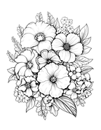 Black and white floral design on a white background