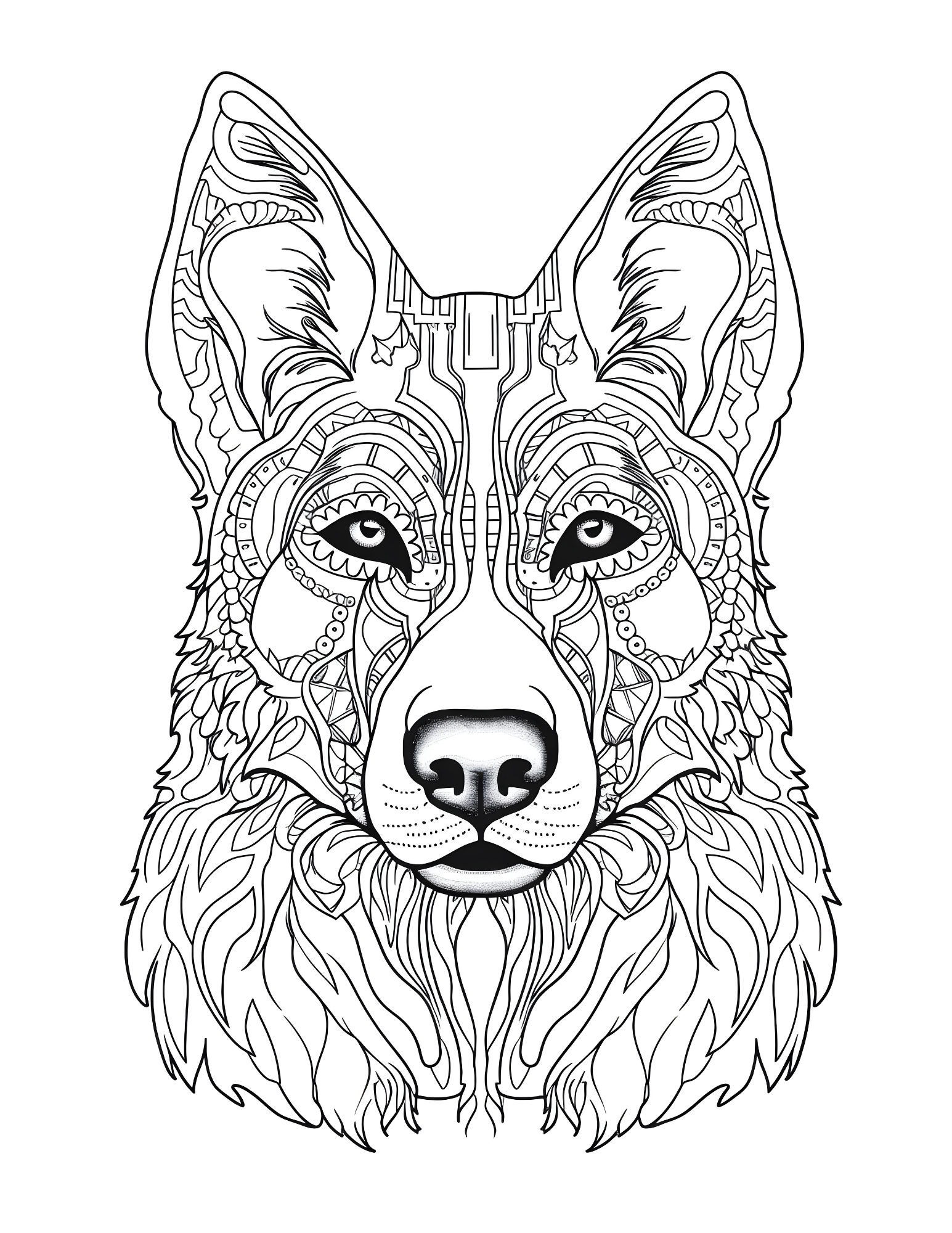 Whiskers and Whirls: Mandala-Inspired Designs with German Shepherds, Bulldogs, and Labradors Portraits.