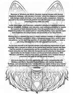 Mandala-inspired design with text about Whiskers and Whirls coloring book for dogs and their owners.