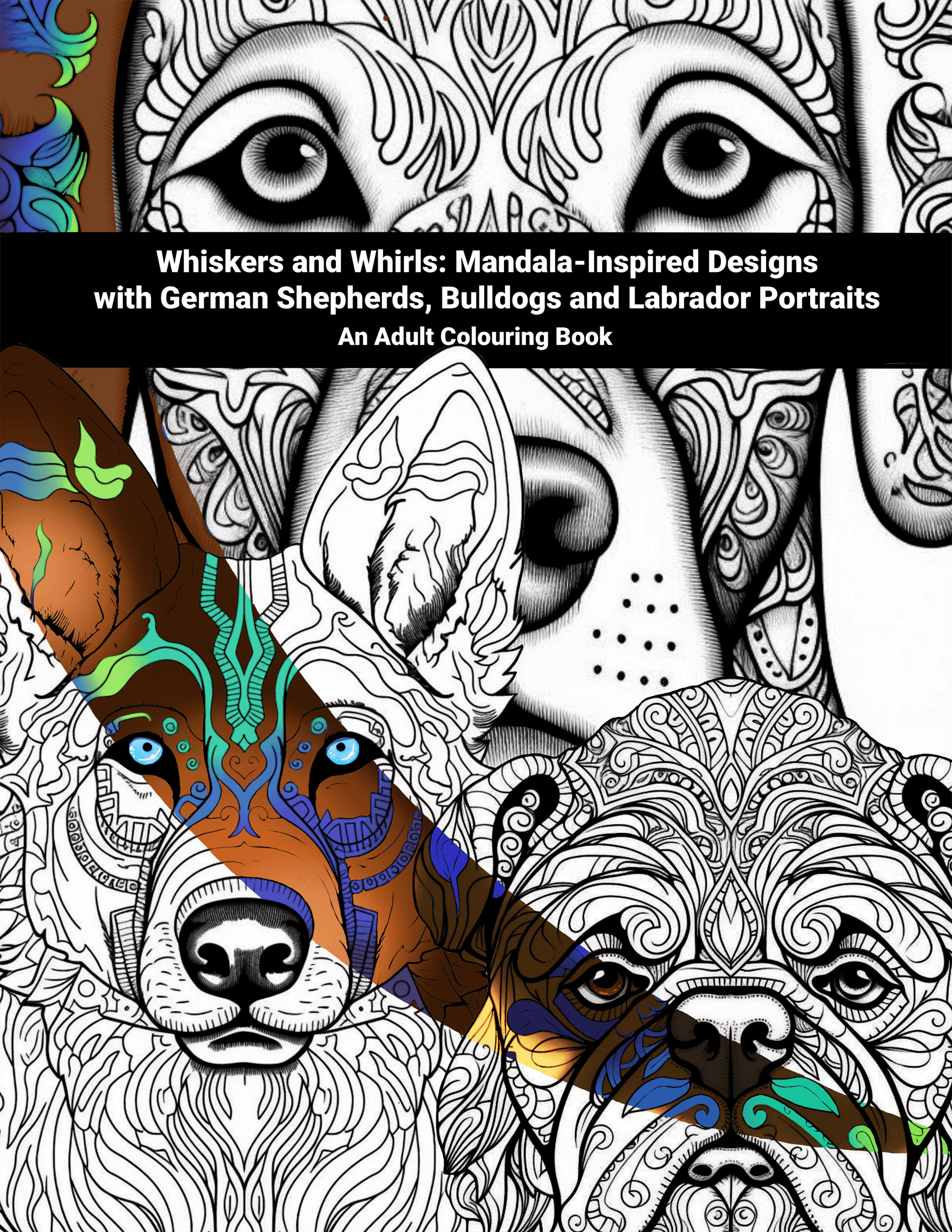 Whiskers and Whirls: Mandala-Inspired Designs with German Shepherds, Bulldogs, and Labradors Portraits.