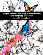 Adult coloring book with butterflies and flowers on a black background