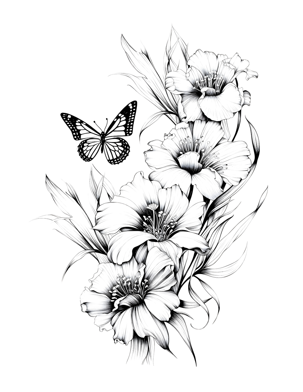 Winged Wonders: Colouring Nature's Harmony with Butterflies and Flowers.