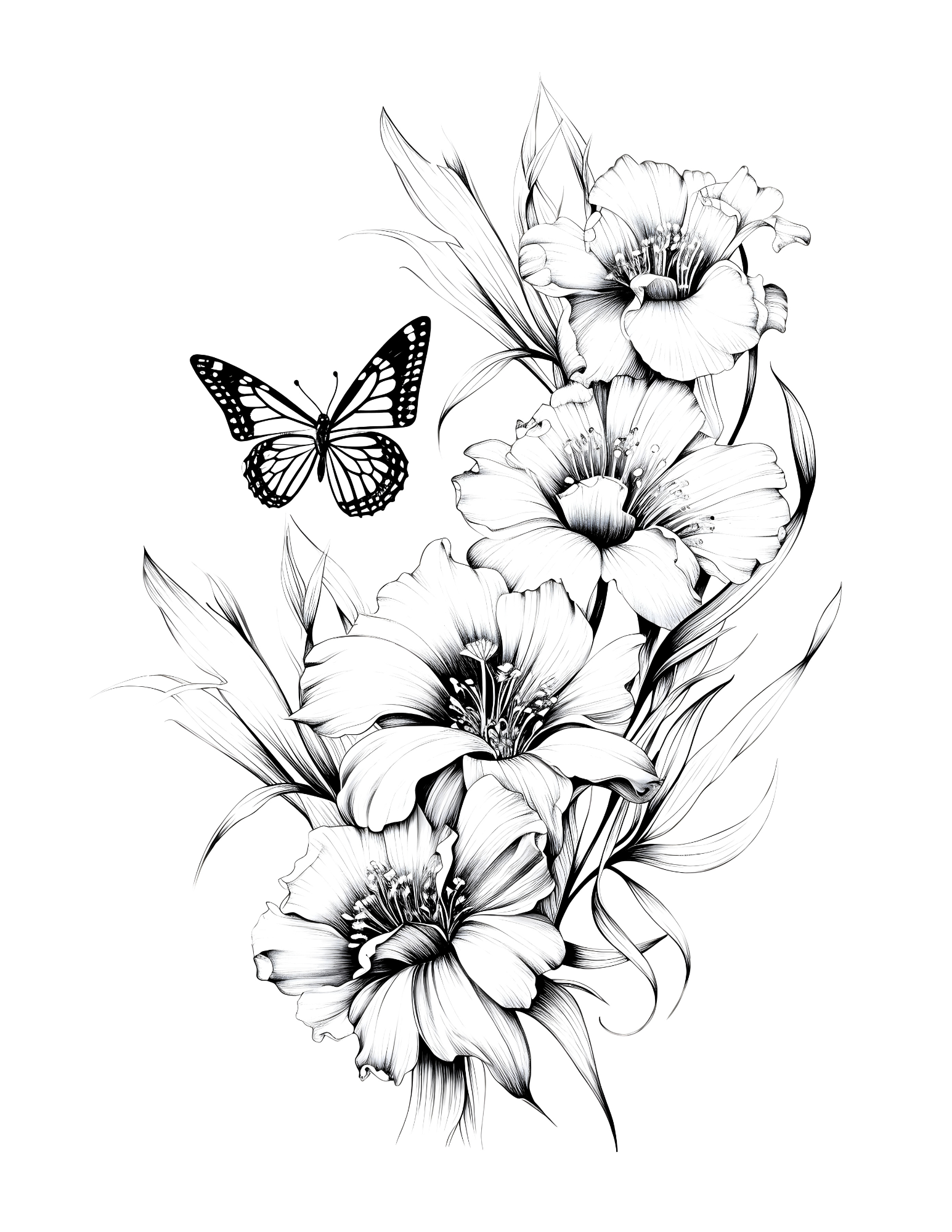 Winged Wonders: Colouring Nature's Harmony with Butterflies and Flowers.
