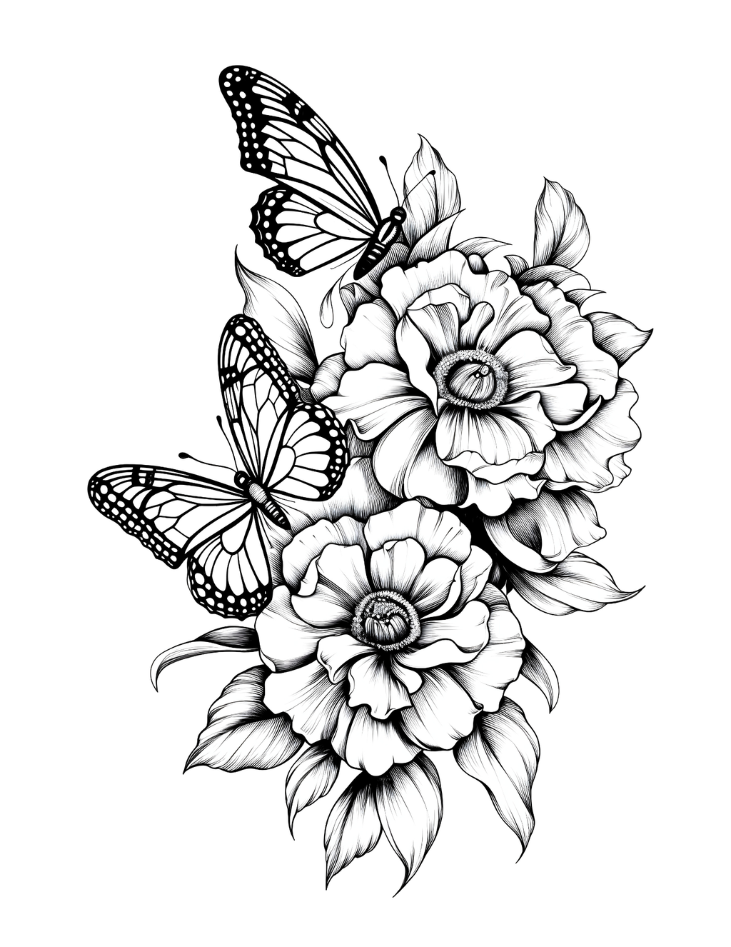 Winged Wonders: Colouring Nature's Harmony with Butterflies and Flowers.