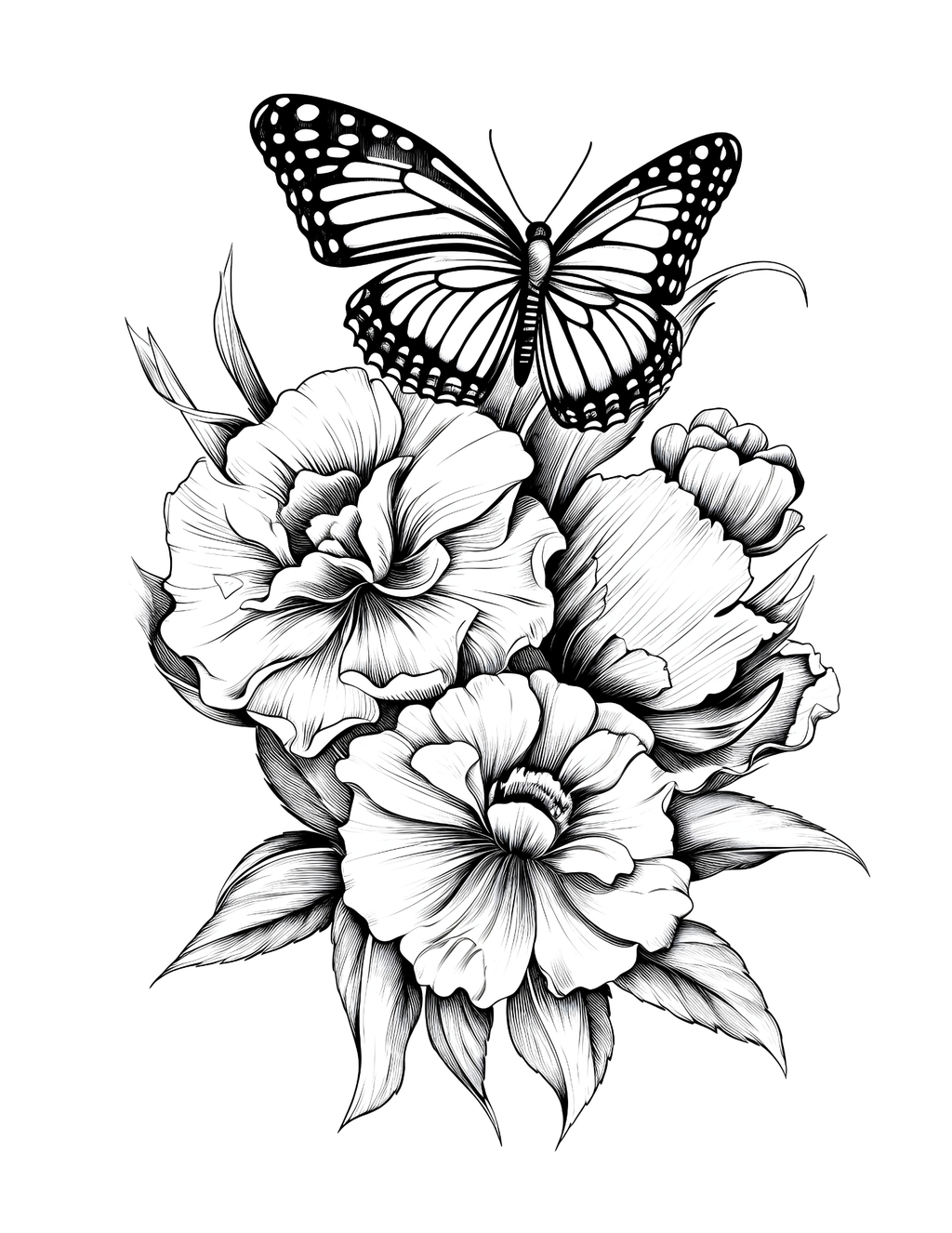Winged Wonders: Colouring Nature's Harmony with Butterflies and Flowers.