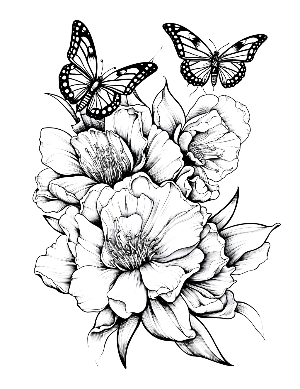 Winged Wonders: Colouring Nature's Harmony with Butterflies and Flowers.